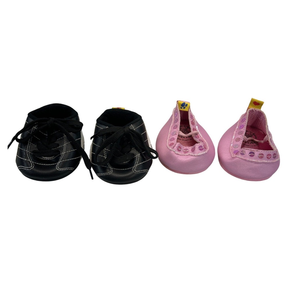 Build-A-Bear Workshop Shoes Bundle Black Cleats Pink Sequin Ballet Flats